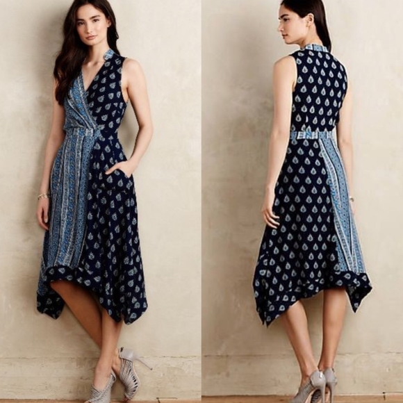 polka dot handkerchief wrap midi dress